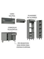Armário De Cozinha Completa 300cm Cinza Nice Madesa 09 Cinza