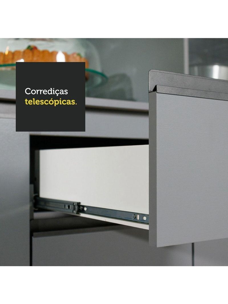 Armário De Cozinha Completa 300cm Cinza Nice Madesa 09 Cinza