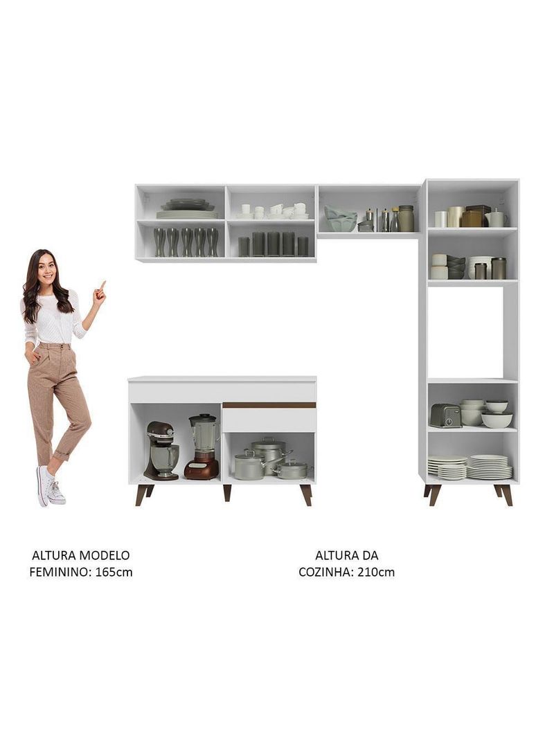 Armário de Cozinha Completa 250cm Branco Reims Madesa