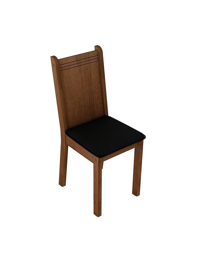 Conjunto Sala de Jantar Mesa Tampo de Vidro 4 Cadeiras – Preto/Rustic – Kiara Madesa