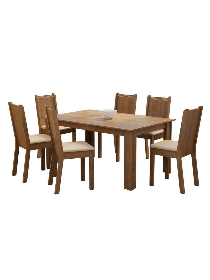 Conjunto Sala de Jantar Analu Mesa com 6 Cadeiras Madesa