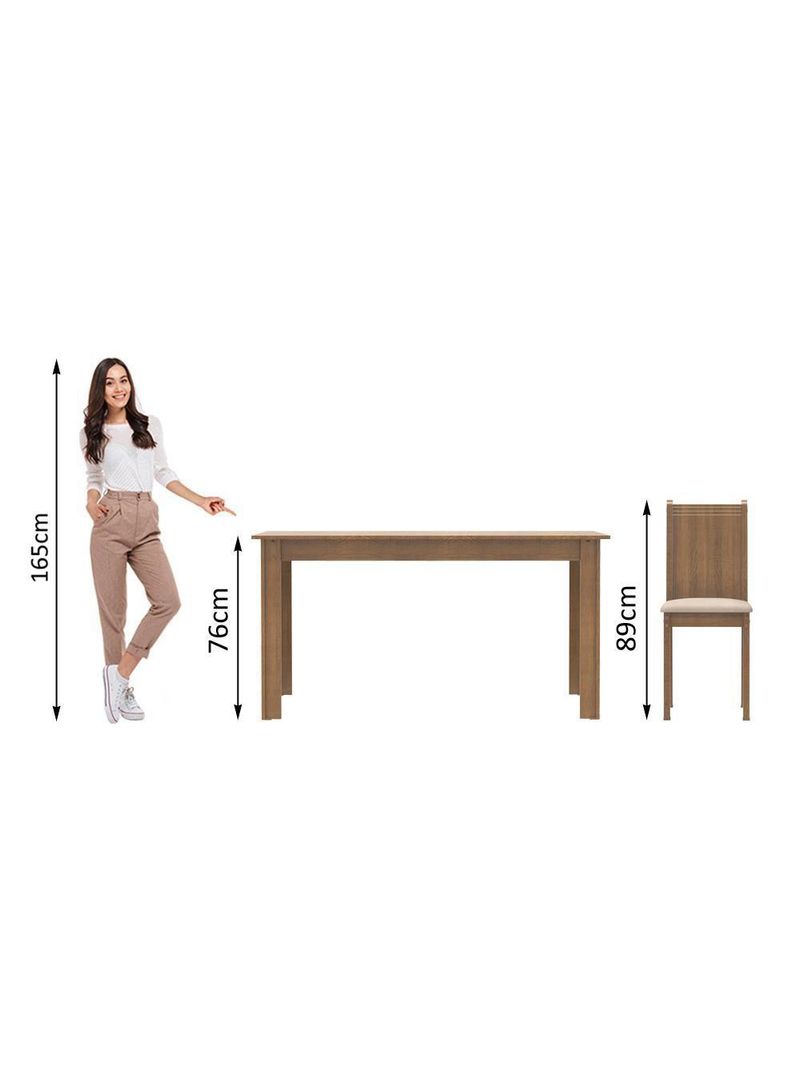 Conjunto Sala de Jantar Analu Mesa com 6 Cadeiras Madesa