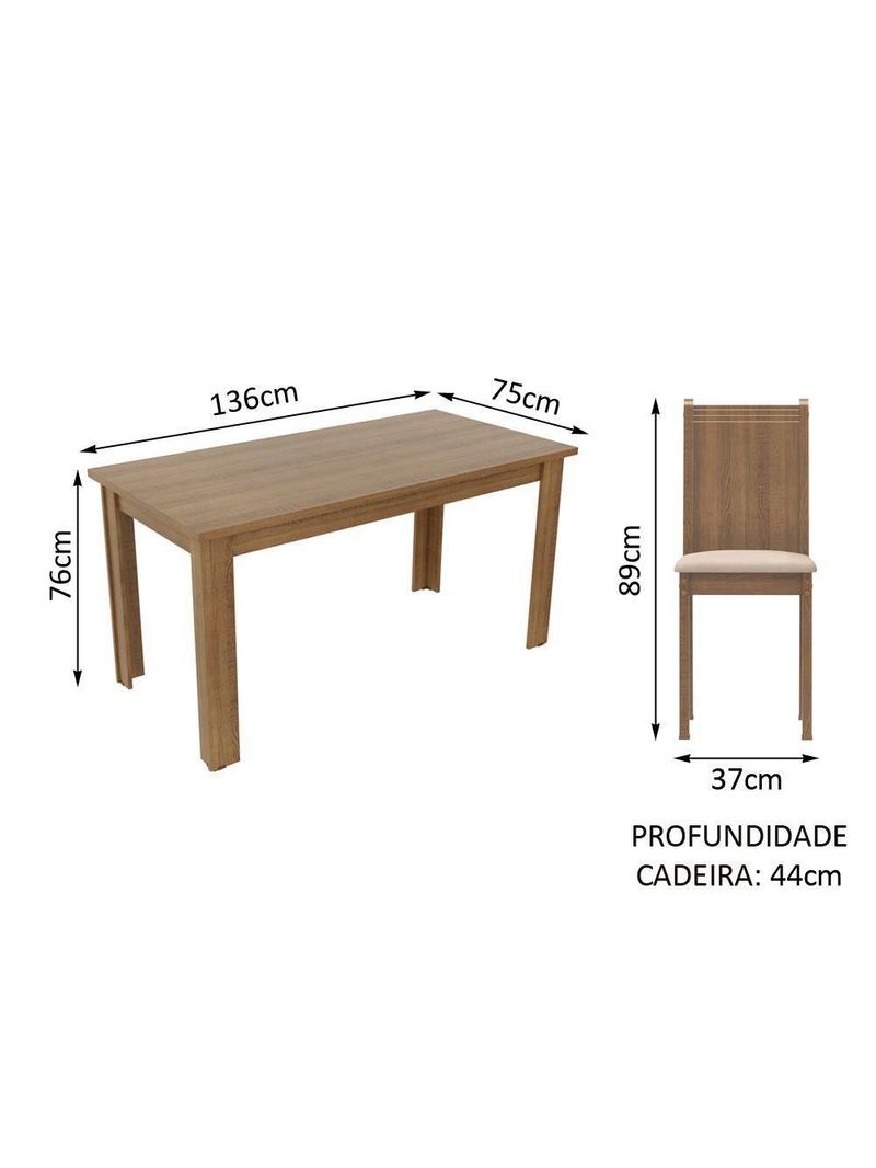 Conjunto Sala de Jantar Analu Mesa com 6 Cadeiras Madesa