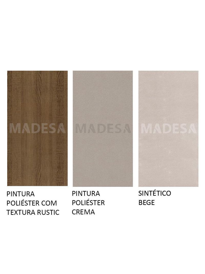 Conjunto Sala de Jantar Madesa Medelin – Mesa com Tampo de Madeira e 6 Cadeiras – Rustic/Crema/Sintético