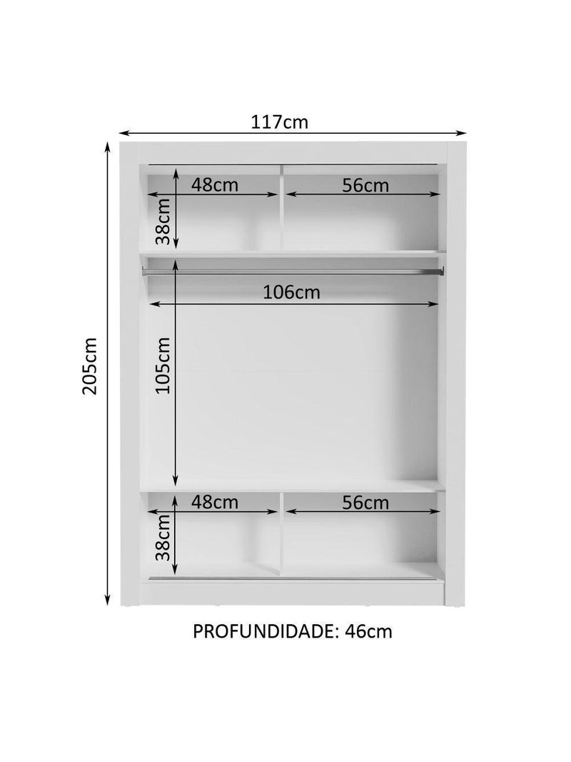 Guarda-roupa Solteiro Denver 2 Portas Correr Espelho Madesa
