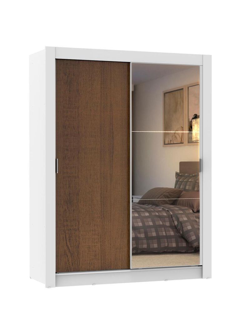 Guarda-roupa Solteiro Denver 2 Portas Correr Espelho Madesa