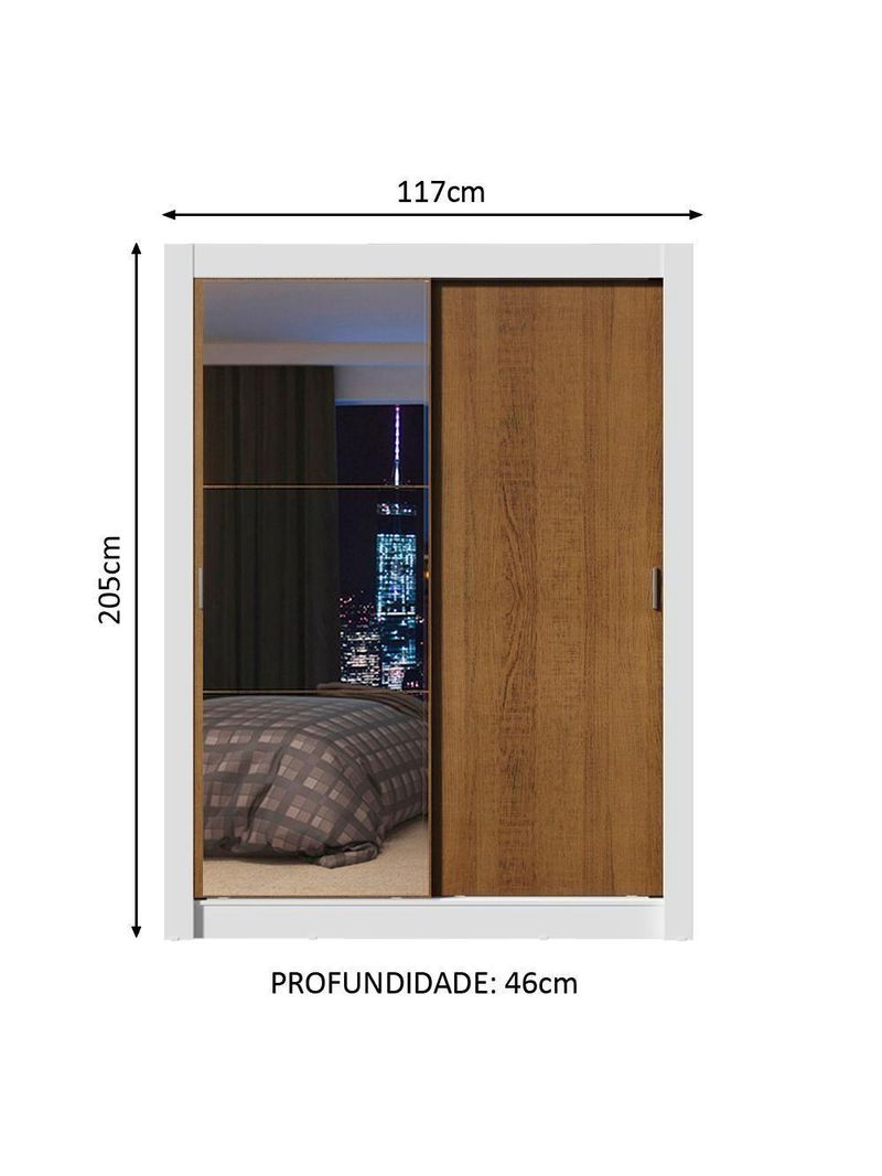 Guarda-roupa Solteiro Denver 2 Portas Correr Espelho Madesa