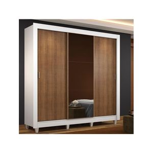 Guarda Roupa Casal Mônaco 3 Portas de Correr com Espelho Madesa