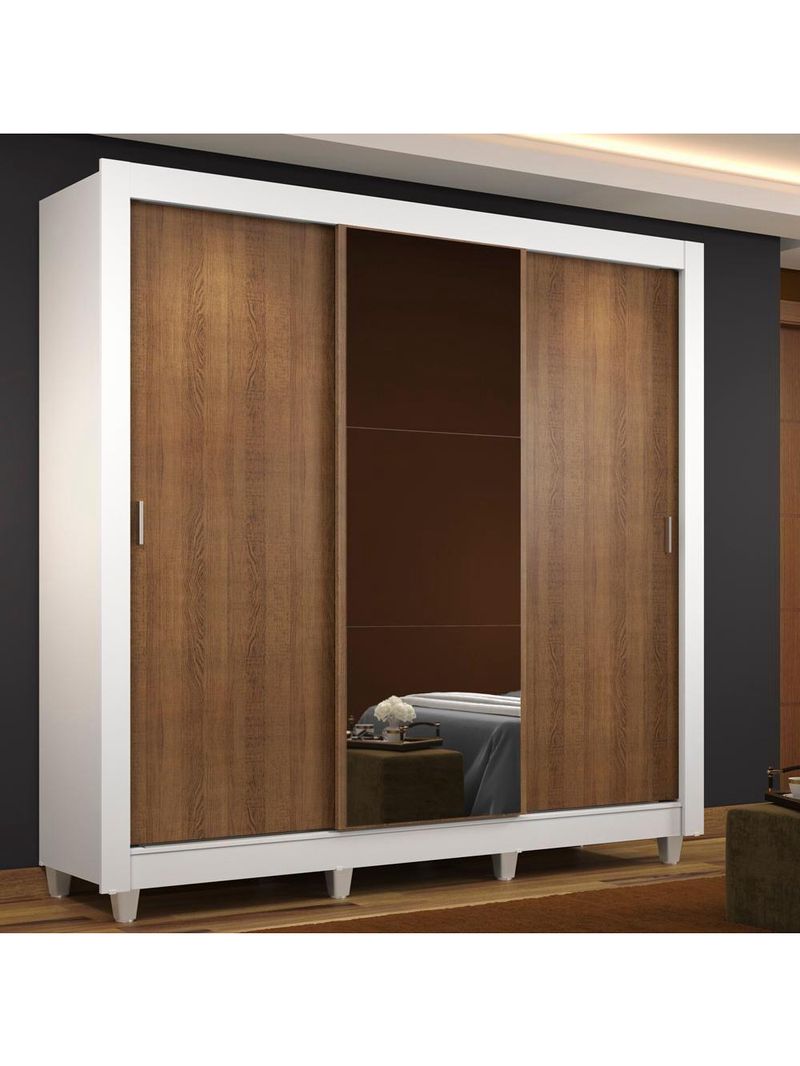 Guarda Roupa Casal Mônaco 3 Portas com Espelho Madesa