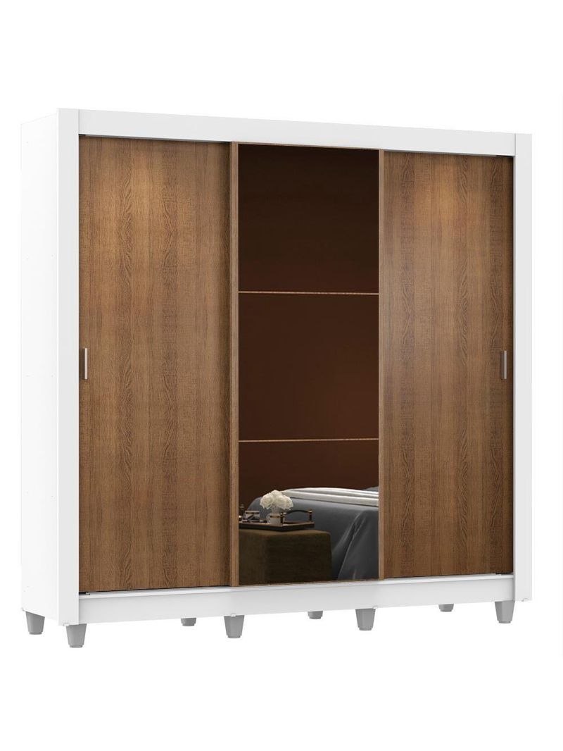 Guarda Roupa Casal Mônaco 3 Portas com Espelho Madesa