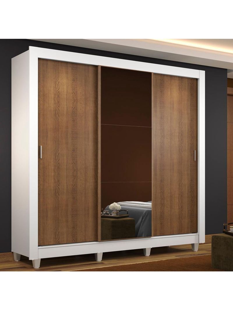 Guarda Roupa Casal Mônaco 3 Portas com Espelho Madesa