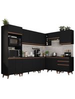 Armário de Cozinha Completa de Canto Reims com Balcão Preto