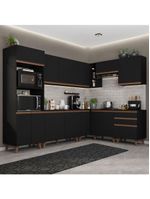 Armário de Cozinha Completa de Canto Reims com Balcão Preto