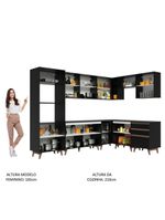 Armário de Cozinha Completa de Canto Reims com Balcão Preto