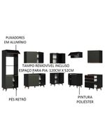 Armário de Cozinha Completa de Canto Reims com Balcão Preto