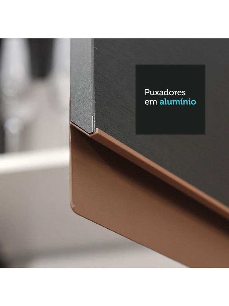 Armário de Cozinha Completa de Canto Reims com Balcão Preto