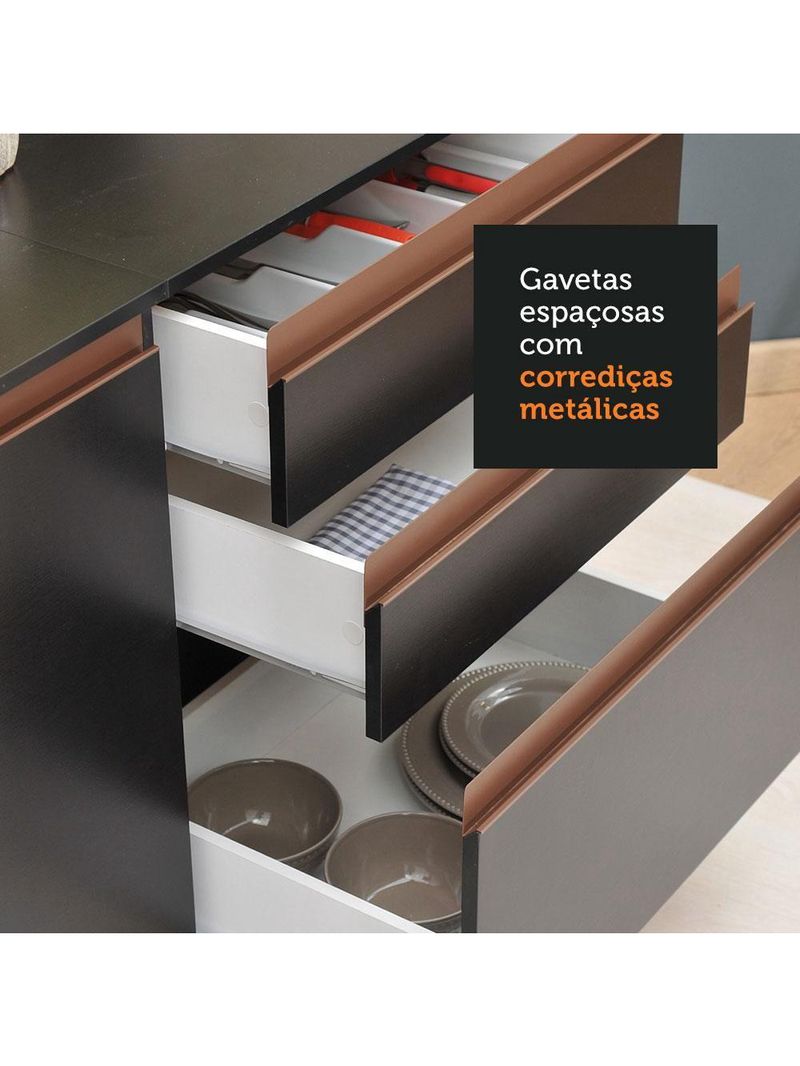 Armário de Cozinha Completa de Canto Reims com Balcão Preto