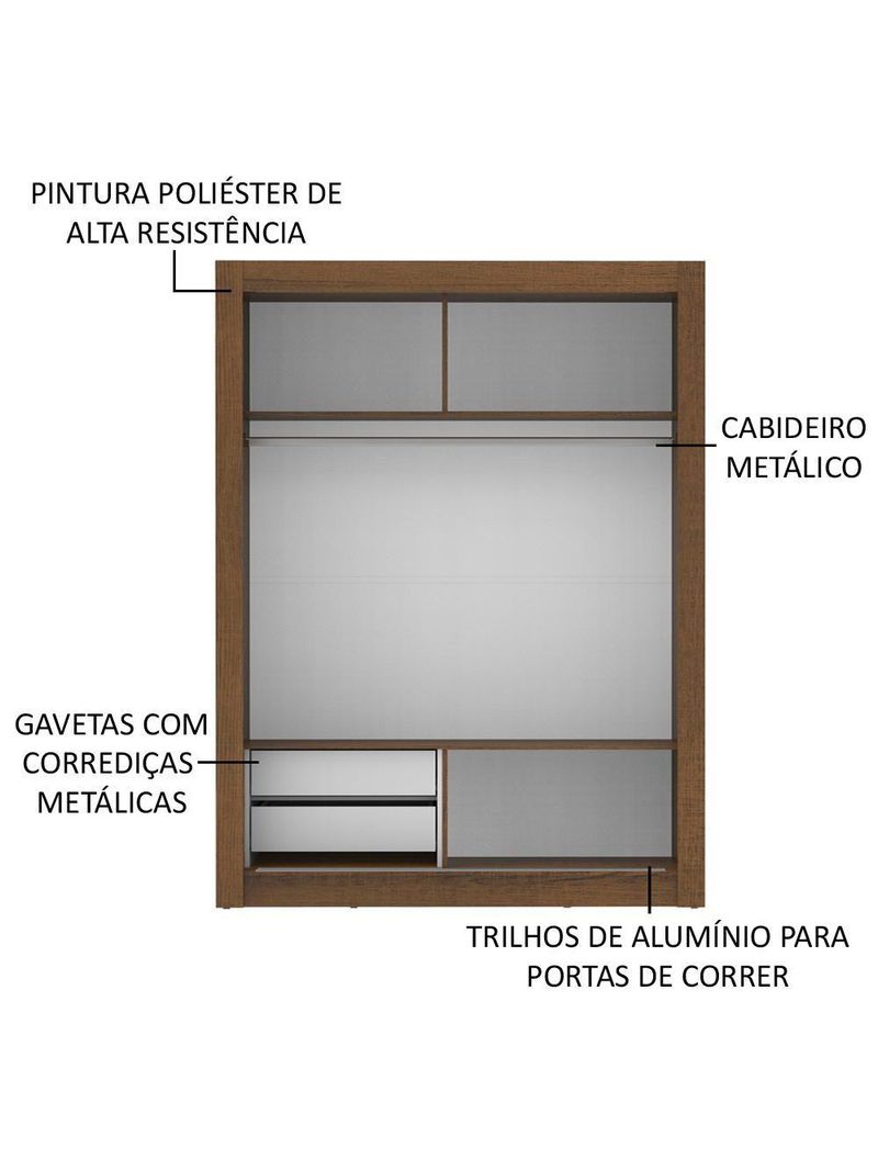 Guarda-Roupa Solteiro Dallas 2 Portas de Correr – Madesa