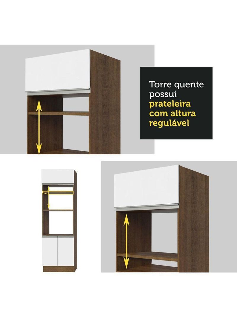 Torre Quente Glamy 70 cm 3 Portas Rustic/Branco Madesa