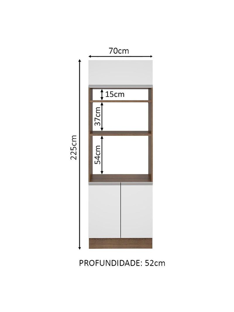 Torre Quente Glamy 70 cm 3 Portas Rustic/Branco Madesa