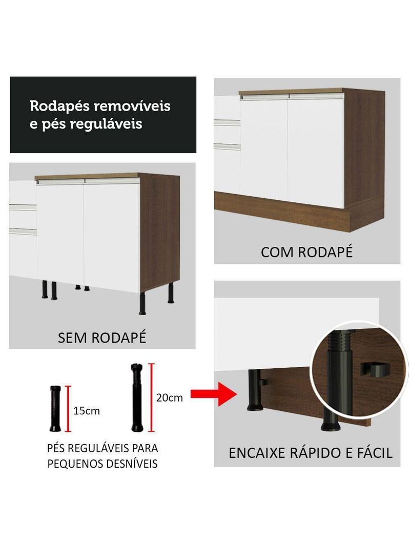 Torre Quente Glamy 70 cm 3 Portas Rustic/Branco Madesa