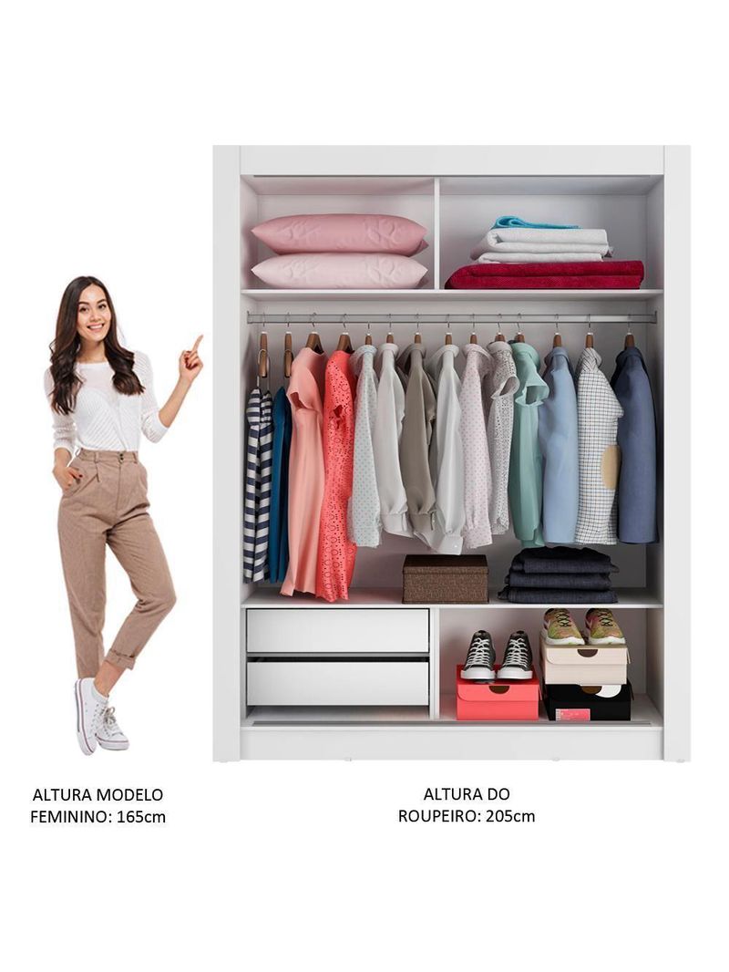 Guarda-roupa Solteiro Dallas 2 Portas 2 Gavetas Madesa