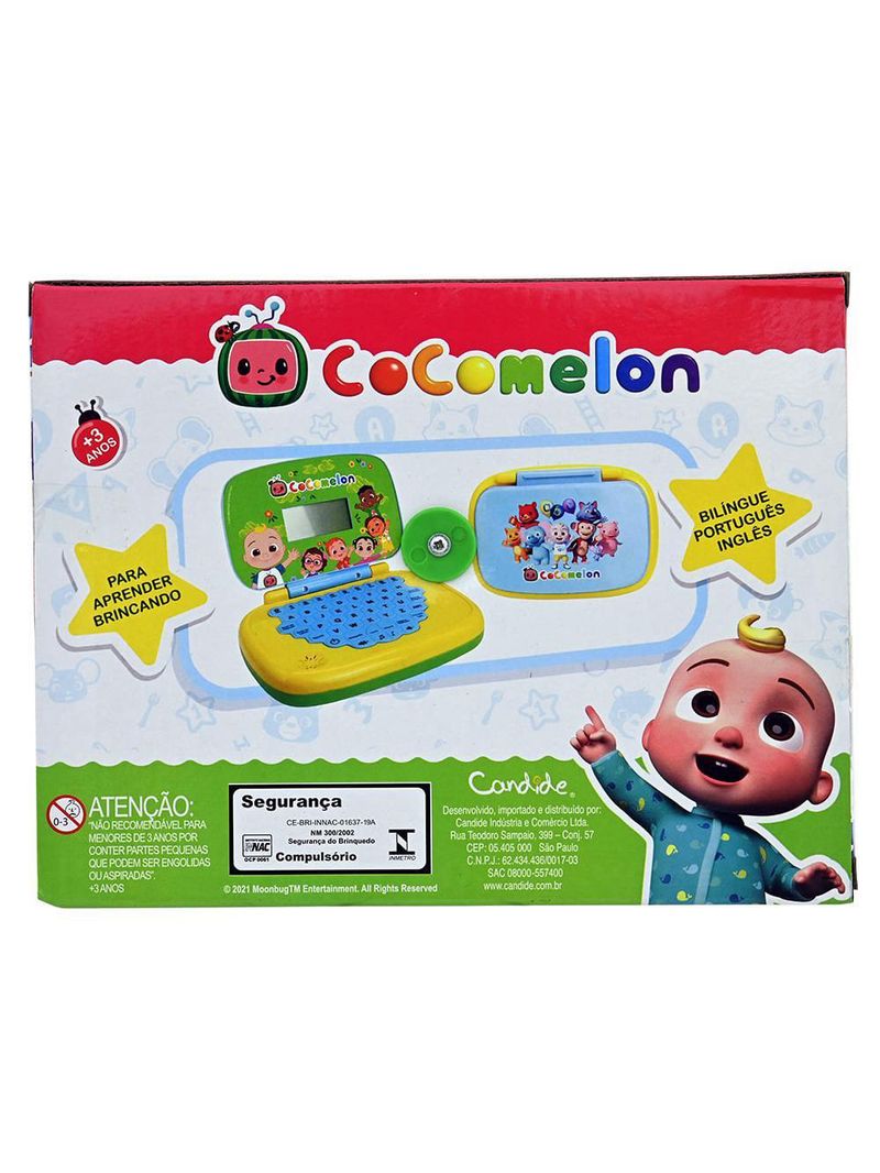 Kit laptop infantil educativo candide cocomelon bilíngue + 1 fidget spinner sortido