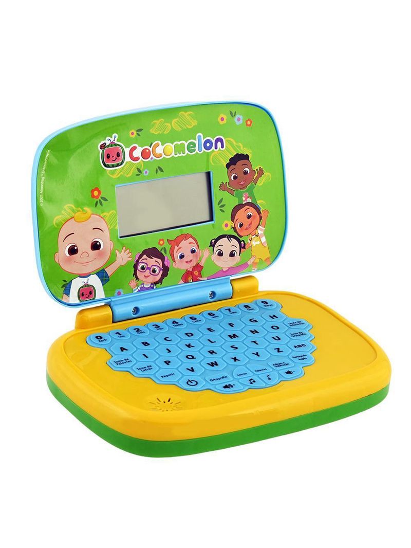 Kit laptop infantil educativo candide cocomelon bilíngue + 1 fidget spinner sortido