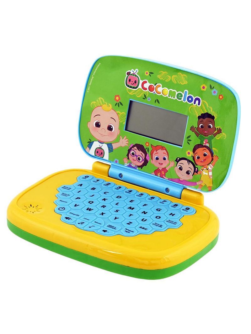 Kit laptop infantil educativo candide cocomelon bilíngue + 1 fidget spinner sortido
