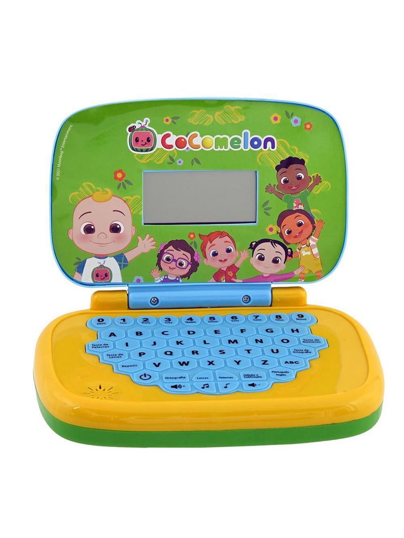 Kit laptop infantil educativo candide cocomelon bilíngue + 1 fidget spinner sortido