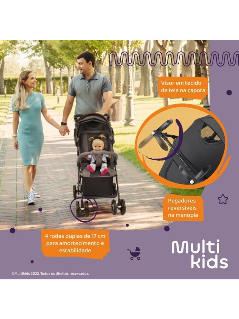 Carrinho de bebê flick preto - multikids baby