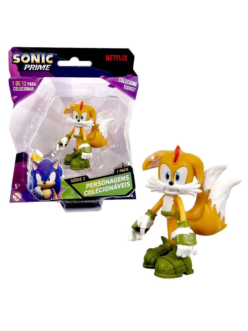 Boneco colecionável 6,5cm sonic prime - tails
