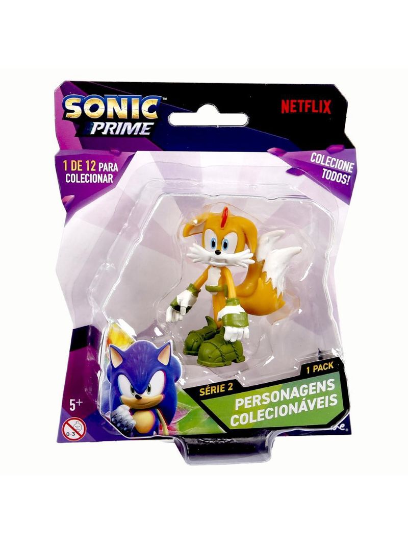 Boneco colecionável 6,5cm sonic prime - tails