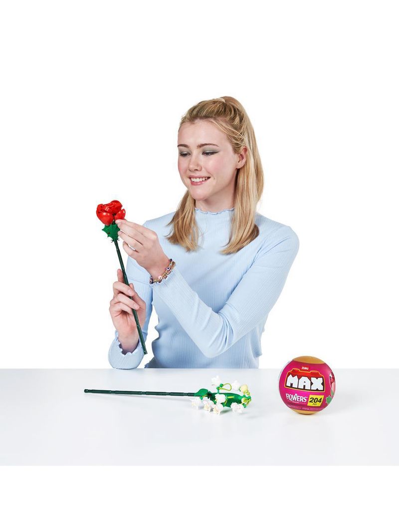 Blocos de montar max premium flowers - rosa 204 pçs