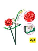 Blocos de montar max premium flowers - rosa 204 pçs