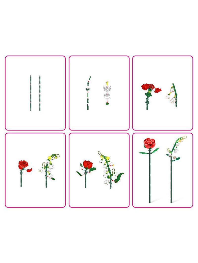 Blocos de montar max premium flowers - rosa 204 pçs