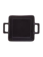 Bandeja e 3 petisqueiras quadradas wolff de porcelana preta