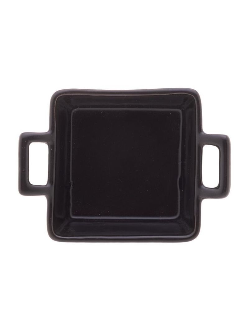 Bandeja e 3 petisqueiras quadradas wolff de porcelana preta