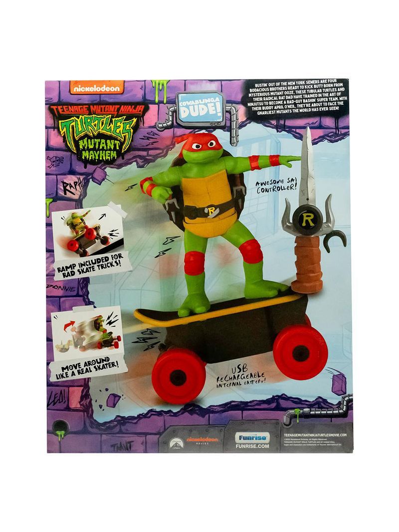 Skate controle remoto 7 funções tartarugas ninja cowabunga raph