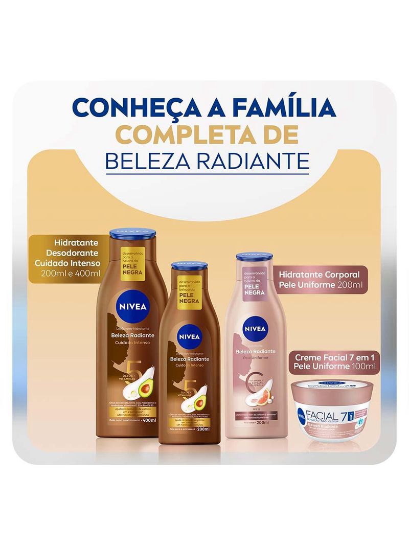 Nivea beleza radiante kit com 3 hidratantes desodorantes corporais