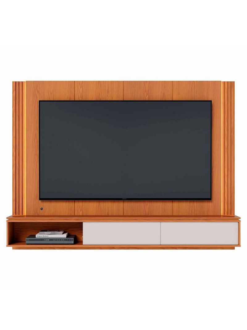 Painel TV 75 Polegadas E Bancada Suspensa Trento Freijó Off White C05 - Mpozenato