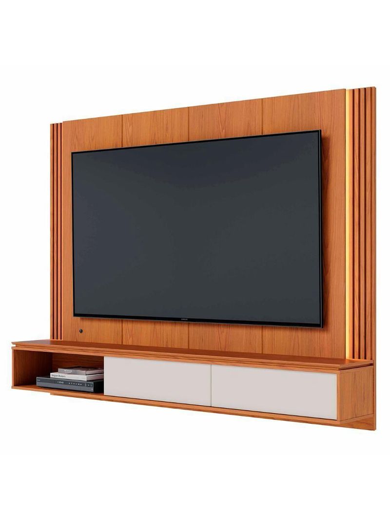 Painel TV 75 Polegadas E Bancada Suspensa Trento Freijó Off White C05 - Mpozenato