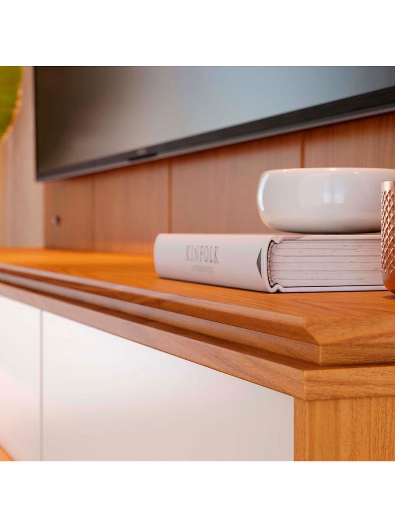 Painel TV 75 Polegadas E Bancada Suspensa Trento Freijó Off White C05 - Mpozenato