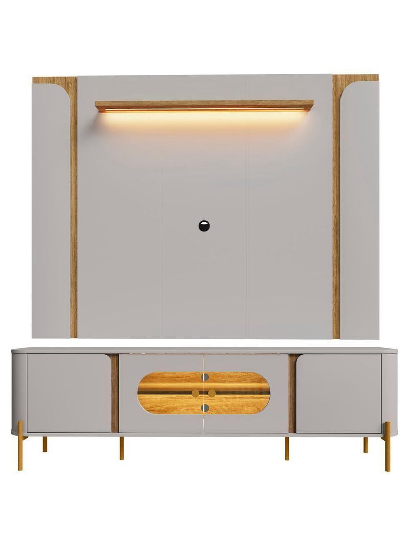 Painel TV 75 Polegadas Marina E Rack Com Led 180cm Ricky Off White Cinamomo B02 - Mpozenato