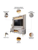 Painel TV 75 Polegadas Marina E Rack Com Led 180cm Ricky Off White Cinamomo B02 - Mpozenato