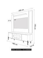 Painel TV 75 Polegadas Marina E Rack Com Led 180cm Ricky Off White Cinamomo B02 - Mpozenato