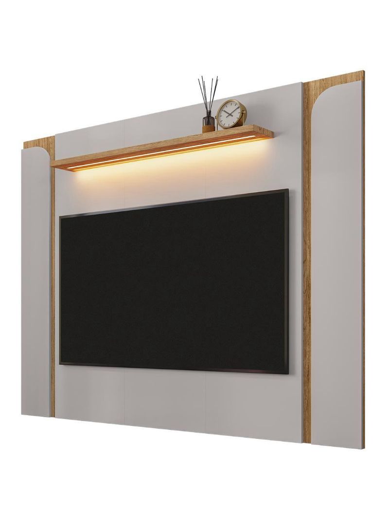 Painel TV 75 Polegadas Marina E Rack Com Led 180cm Ricky Off White Cinamomo B02 - Mpozenato