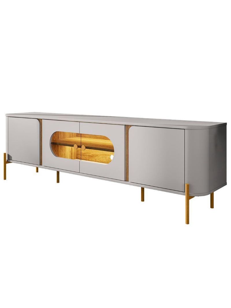 Painel TV 75 Polegadas Marina E Rack Com Led 180cm Ricky Off White Cinamomo B02 - Mpozenato