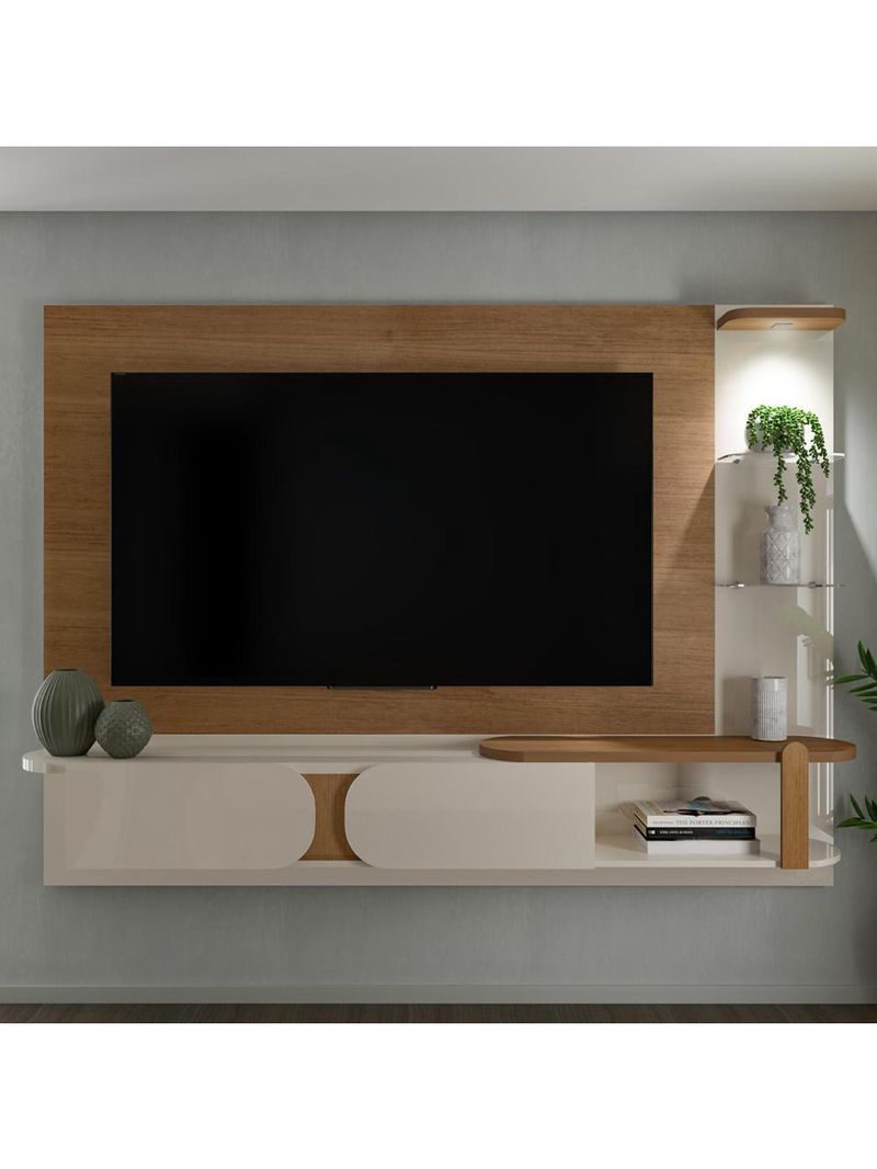 Painel TV 72 Polegadas 220cm Suspenso Reno Cinamomo Off White A09 - Mpozenato