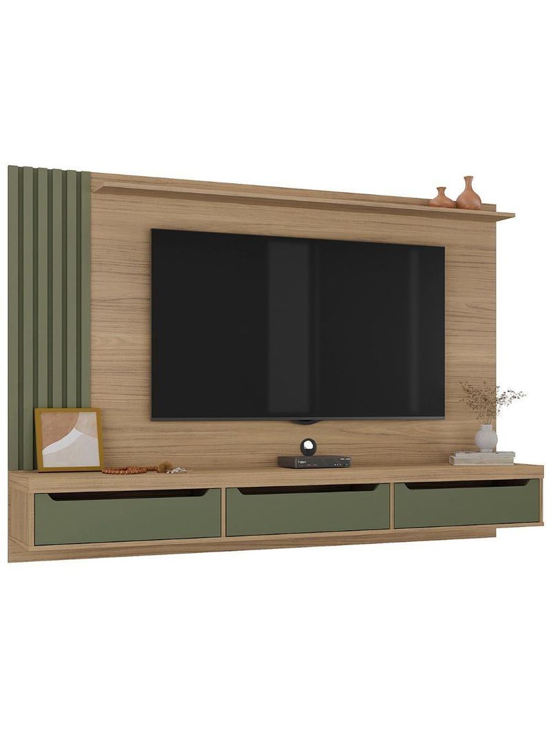 Painel TV 75 Polegadas E Bancada Suspensa Vale Carvalho Menta A09 - Mpozenato